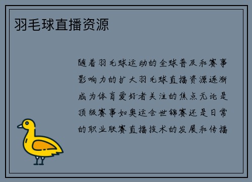 羽毛球直播资源